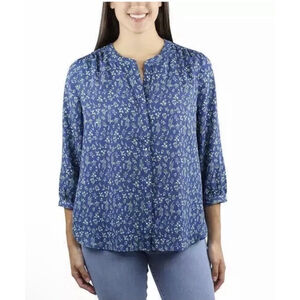 Jachs Girlfriend Womens 3/4 Sleeve Top, Blue, Medium